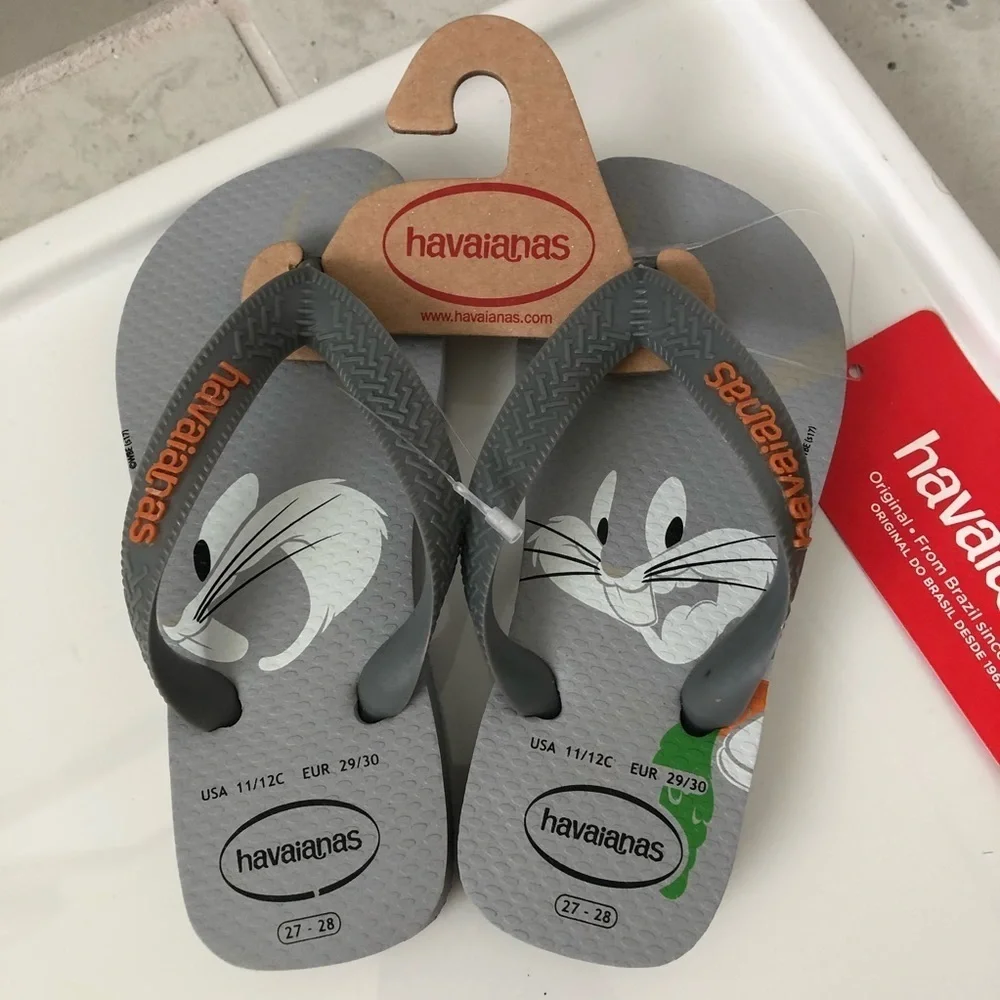 Havaianas Toddler Grey Bugs Bunny Flip Flop Size 11/12